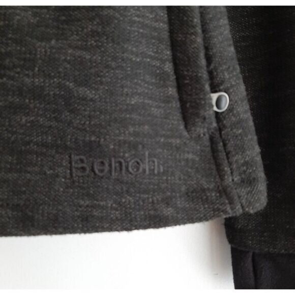 BENCH Moto Biker Full Zip Jacket Woven Fabric Fleece Lined Grey Sz M Flawed - Picture 7 of 16